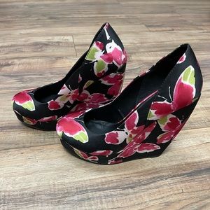 Elle Butterfly Floral Platform Wedge